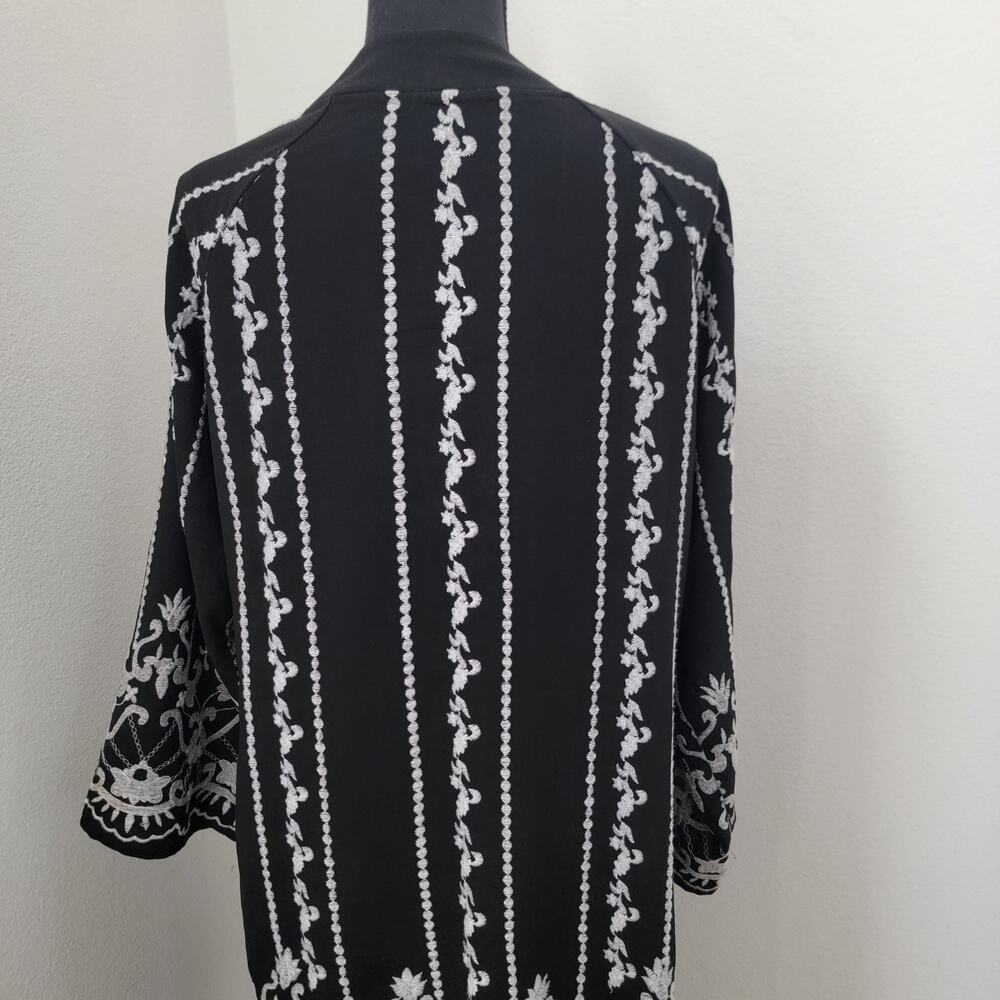 Topshop Kimono‎ Open Front Cardigan Embroidered Fringe Long Sleeve Witchy Sz 8 - Picture 6 of 15